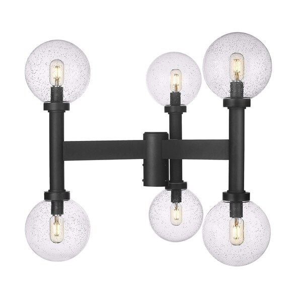 Z-Lite Laurent Outdoor Post Mount Fixture, 6-Light, 30 In.W x 27 In.H, Black/Clear Seedy 599MP6-BK - main